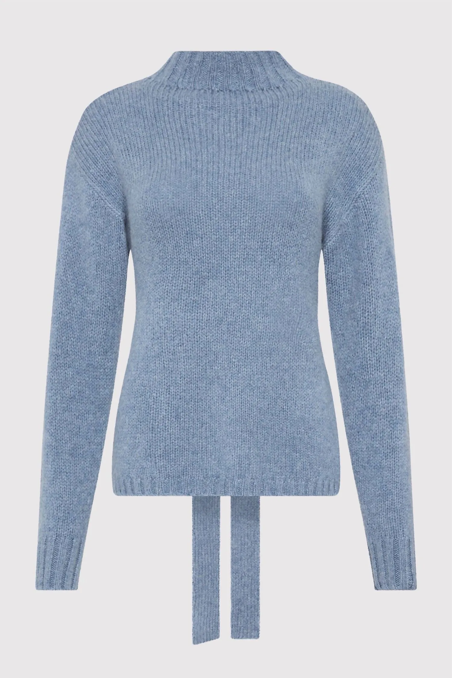 Tie Back Jumper Sweater In Soft Blue