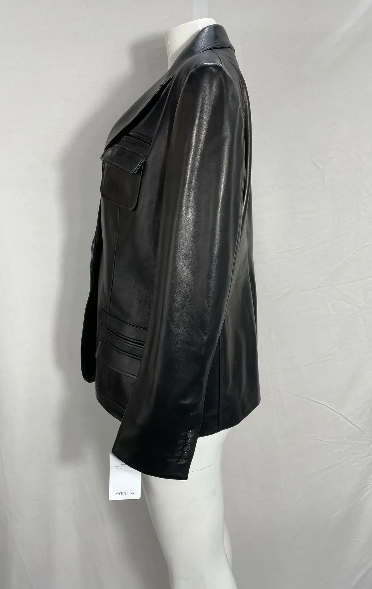 Tom Ford Single-Breasted Blazer with Pockets in Black Leather