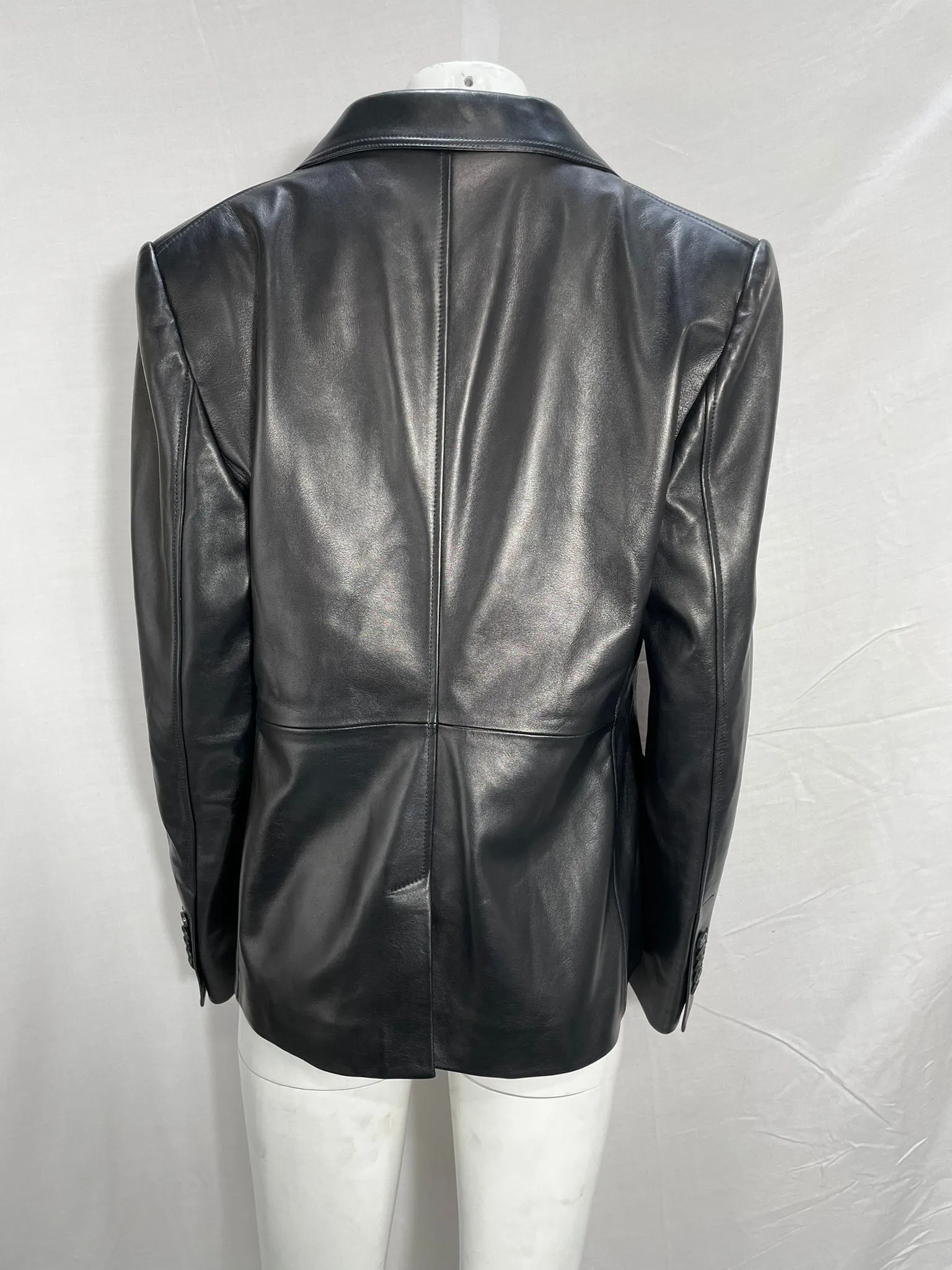 Tom Ford Single-Breasted Blazer with Pockets in Black Leather