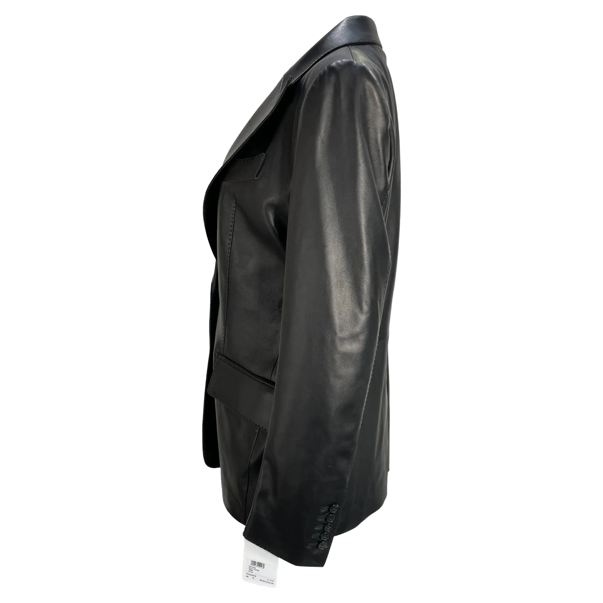 Tom Ford Single-Breasted Blazer with Pockets in Black Leather