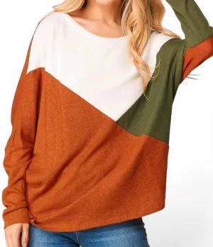 Triangle Dolman Sleeve Sweater In Rust
