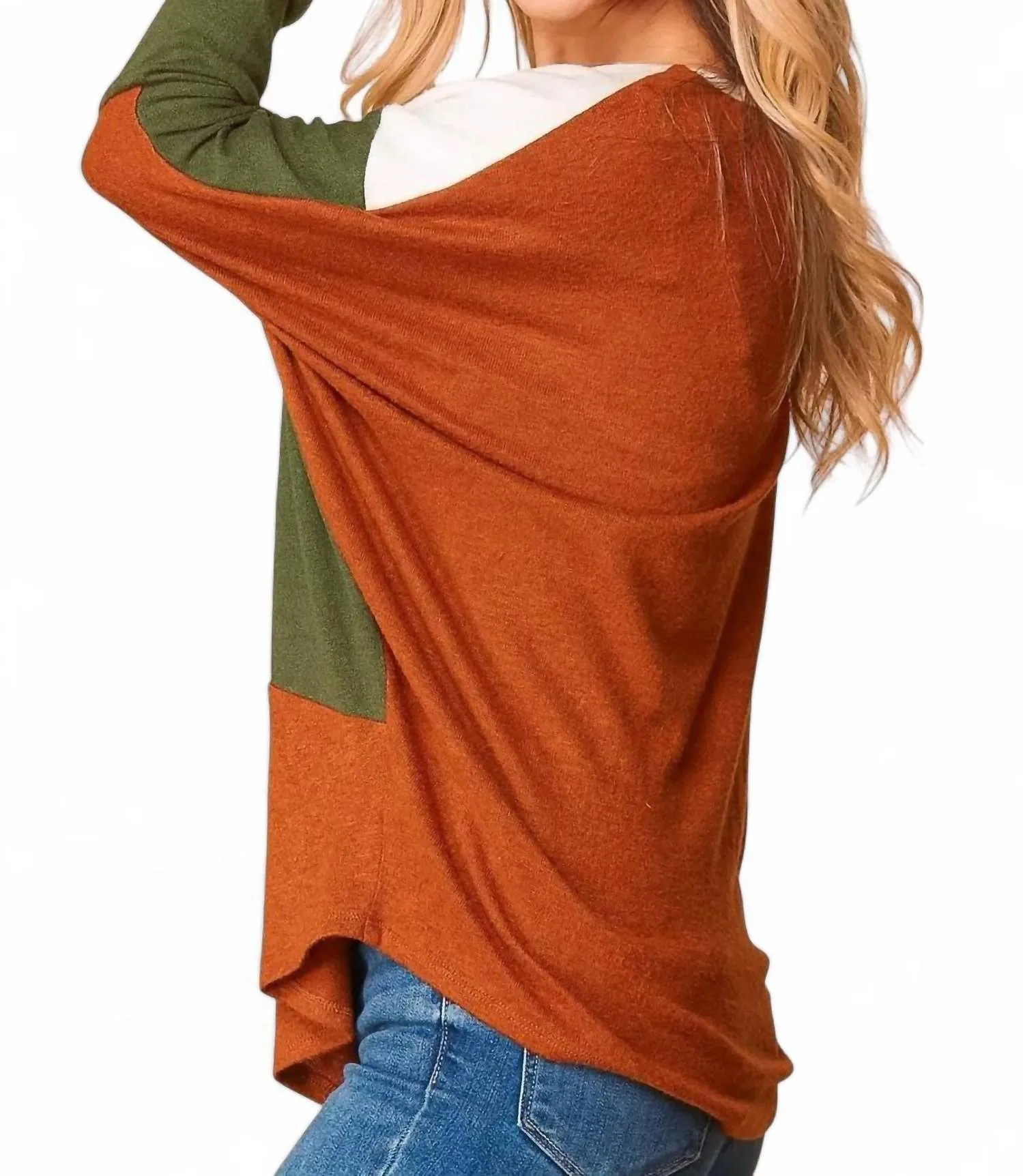 Triangle Dolman Sleeve Sweater In Rust