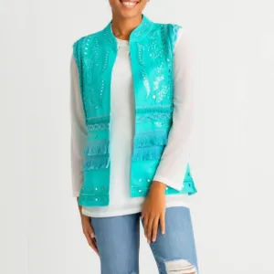Turquoise Long Mirrored Vest