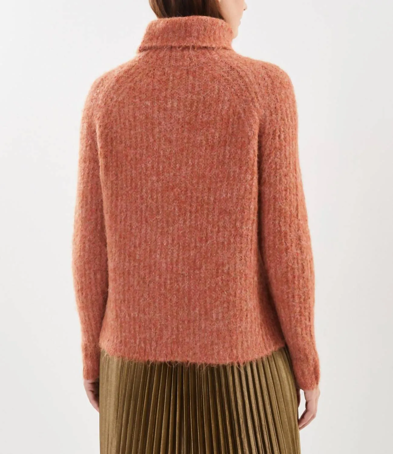 Turtleneck Knit Sweater In Brick