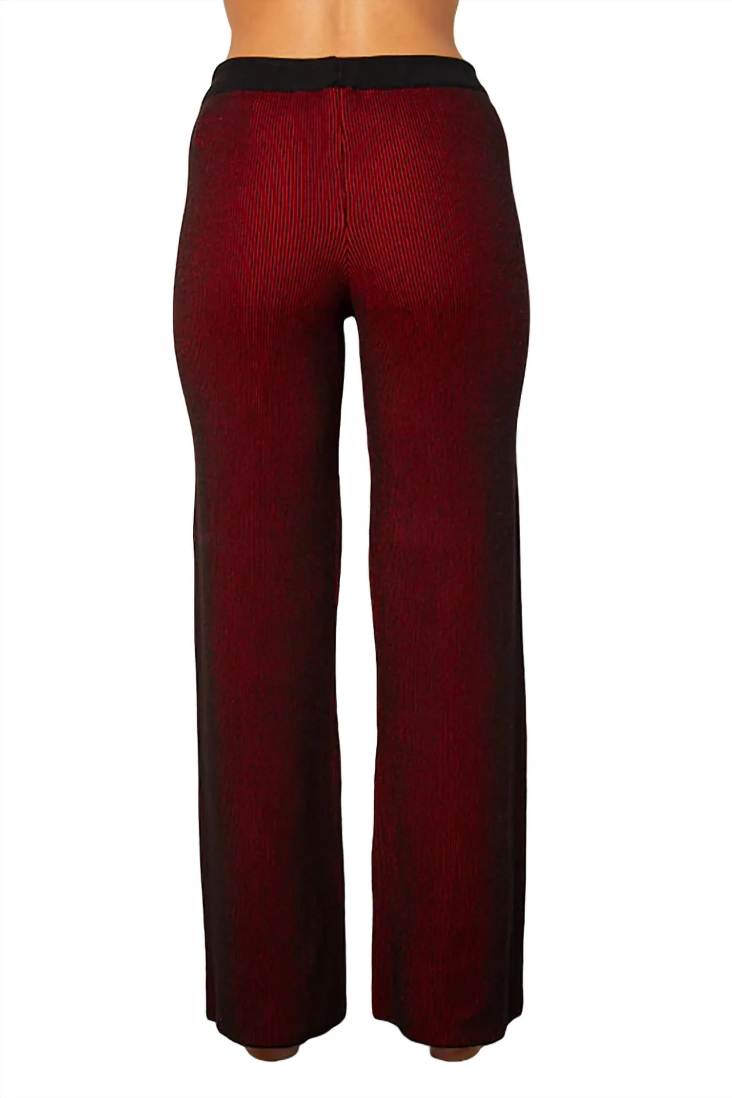 Two Toned Ribbed Pant In Rouge