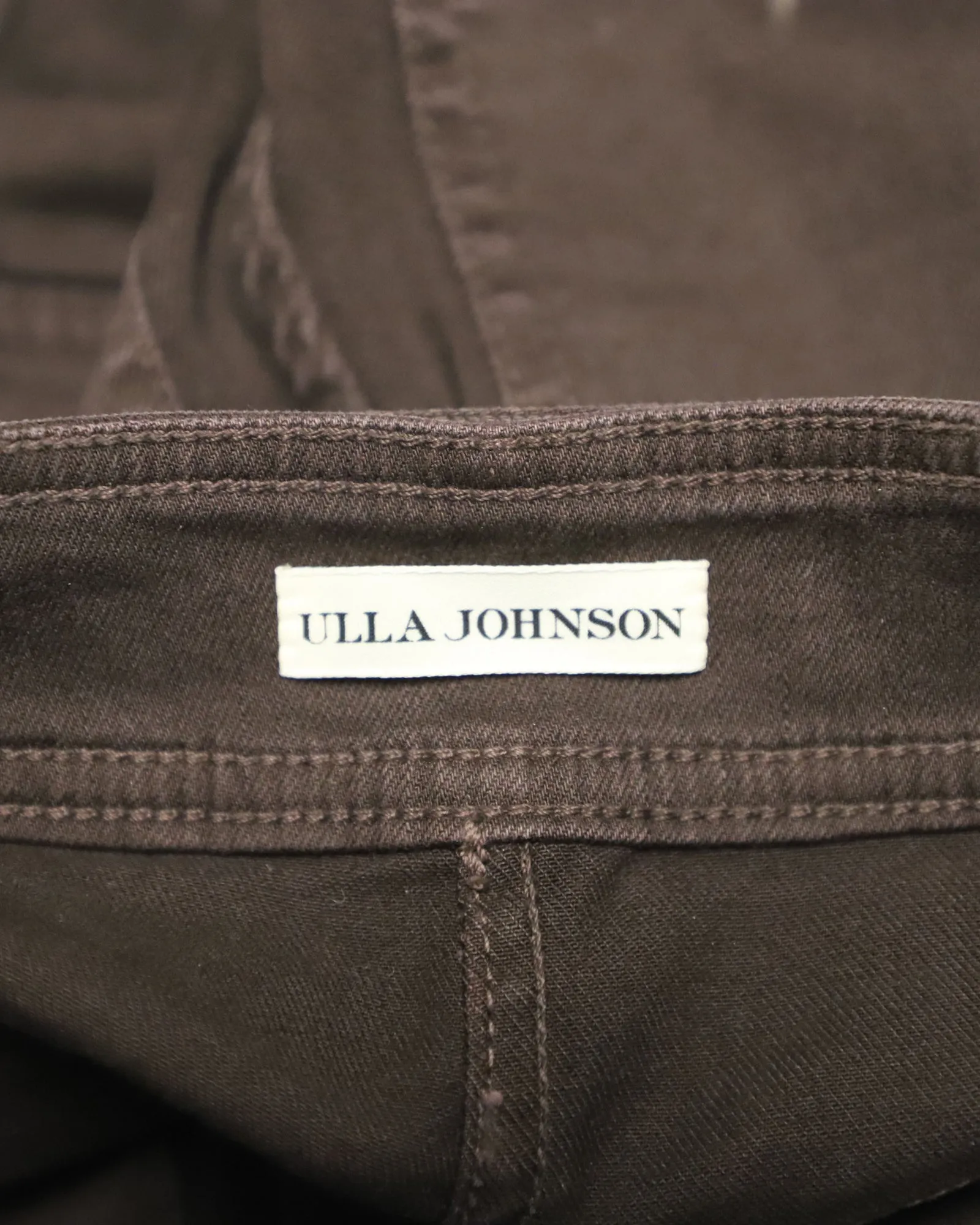 Ulla Johnson Carmen High Rise Tapered Jeans in Brown Cotton
