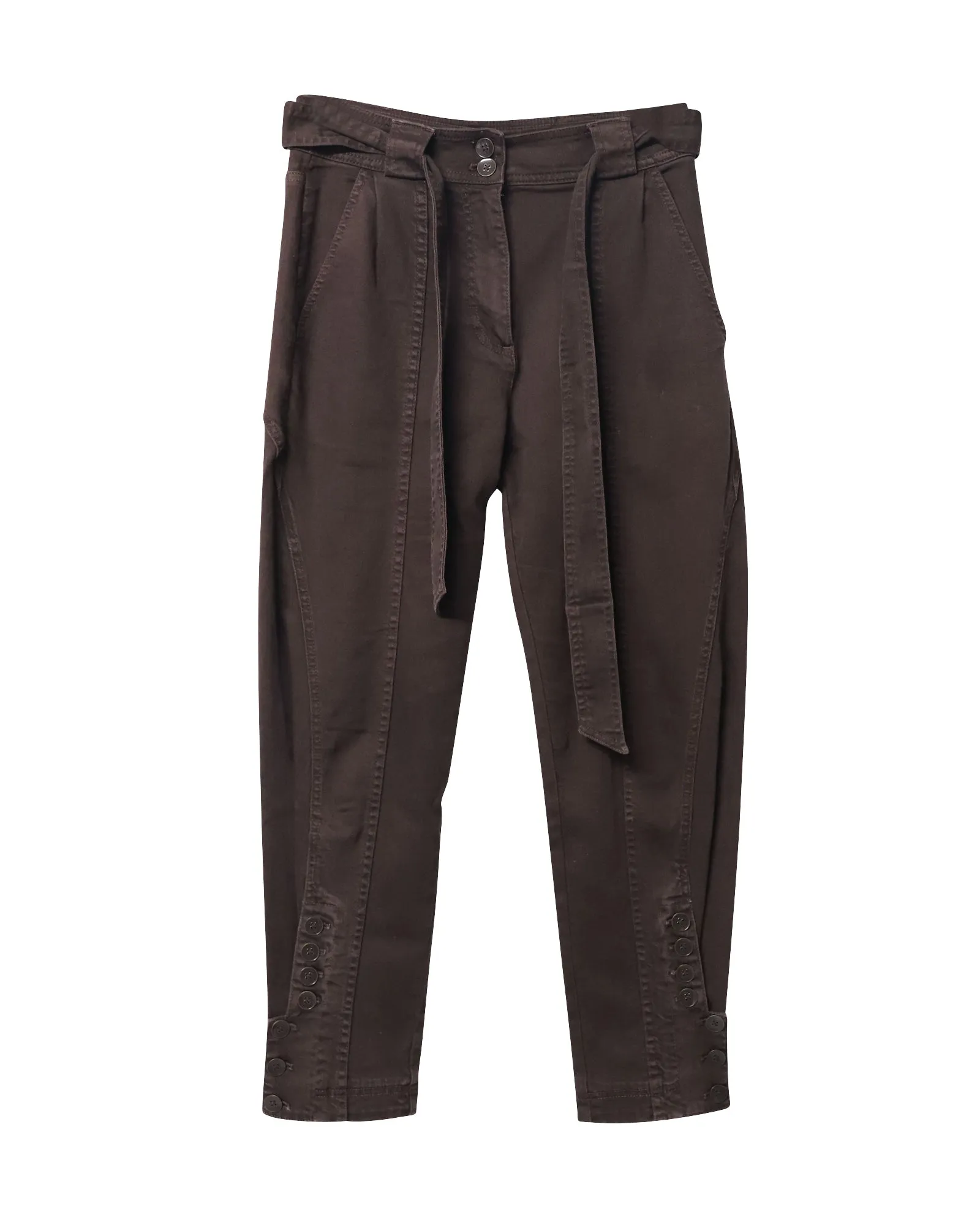 Ulla Johnson Carmen High Rise Tapered Jeans in Brown Cotton