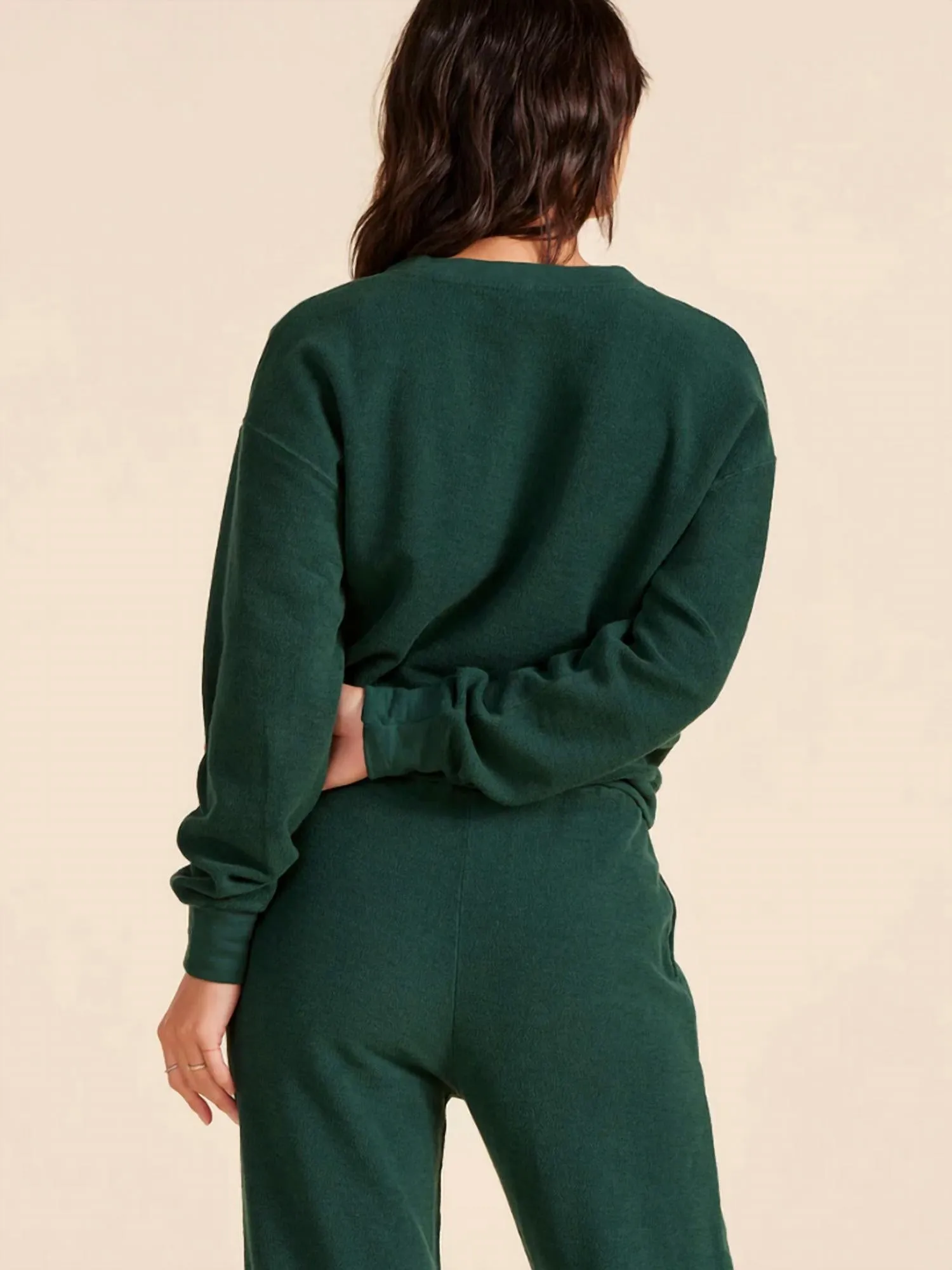 V-Neck Balloon Sleeve Sweatshirt In Pines