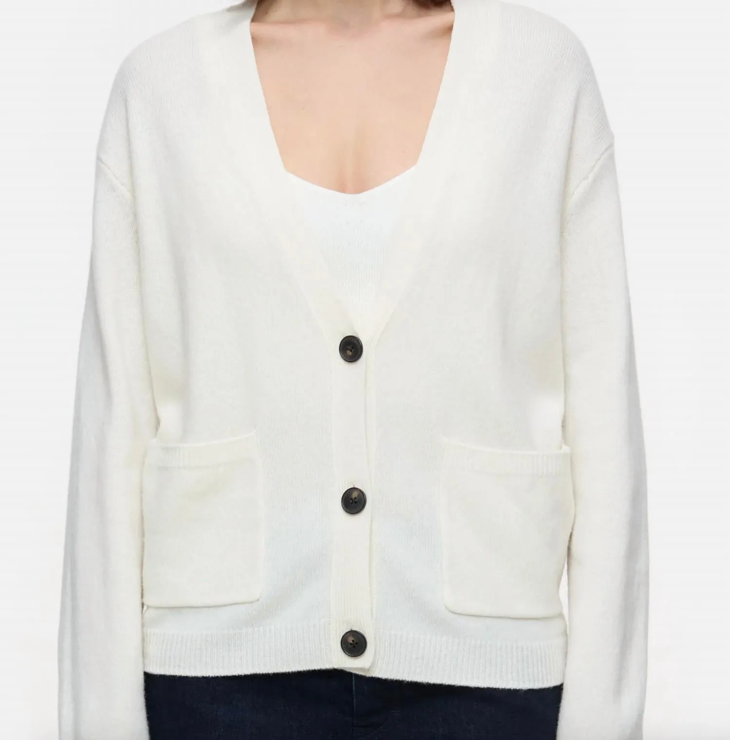 V-Neck Cardigan In Ivory