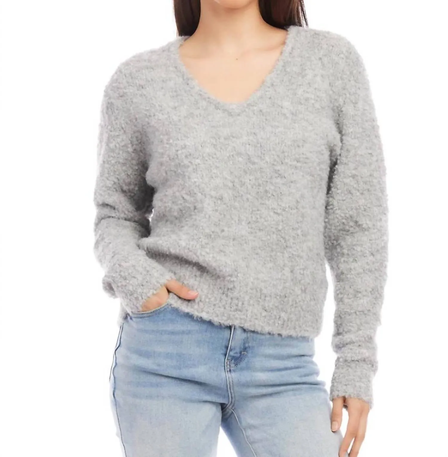 V-Neck Sweater In Grey
