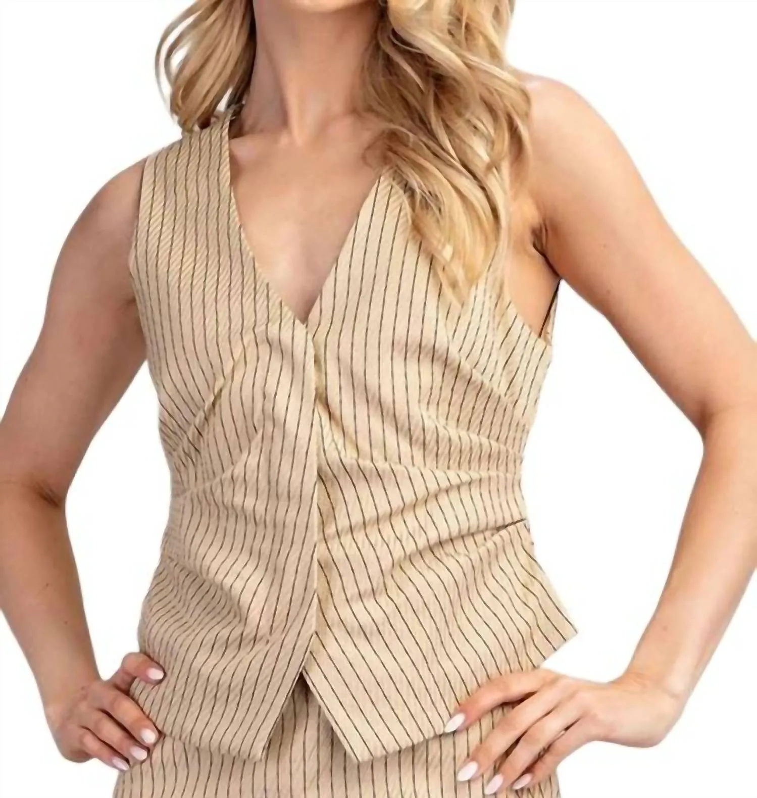 V-Neck Vest In Beige