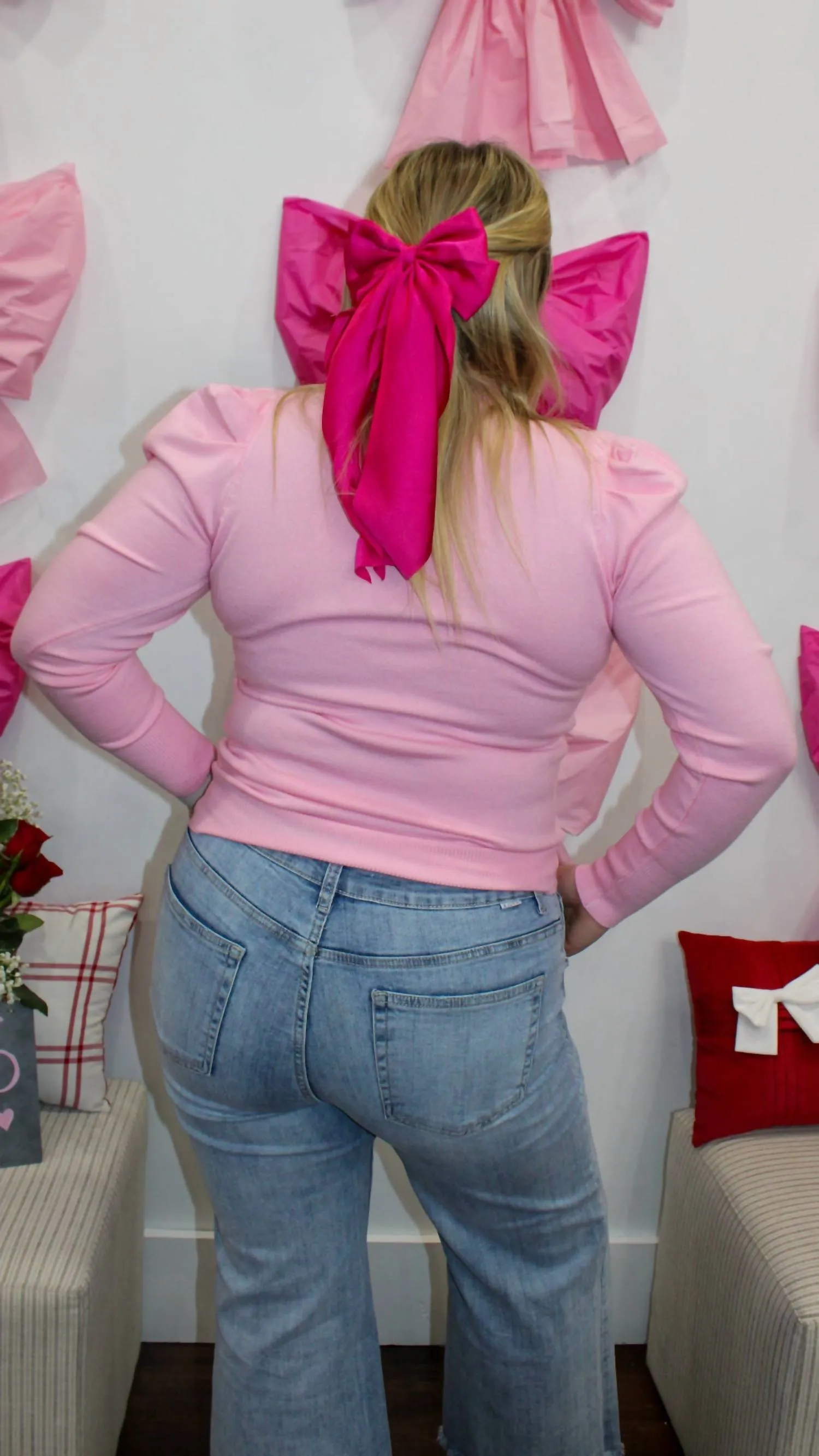 Val Long Sleeve Top In Pink