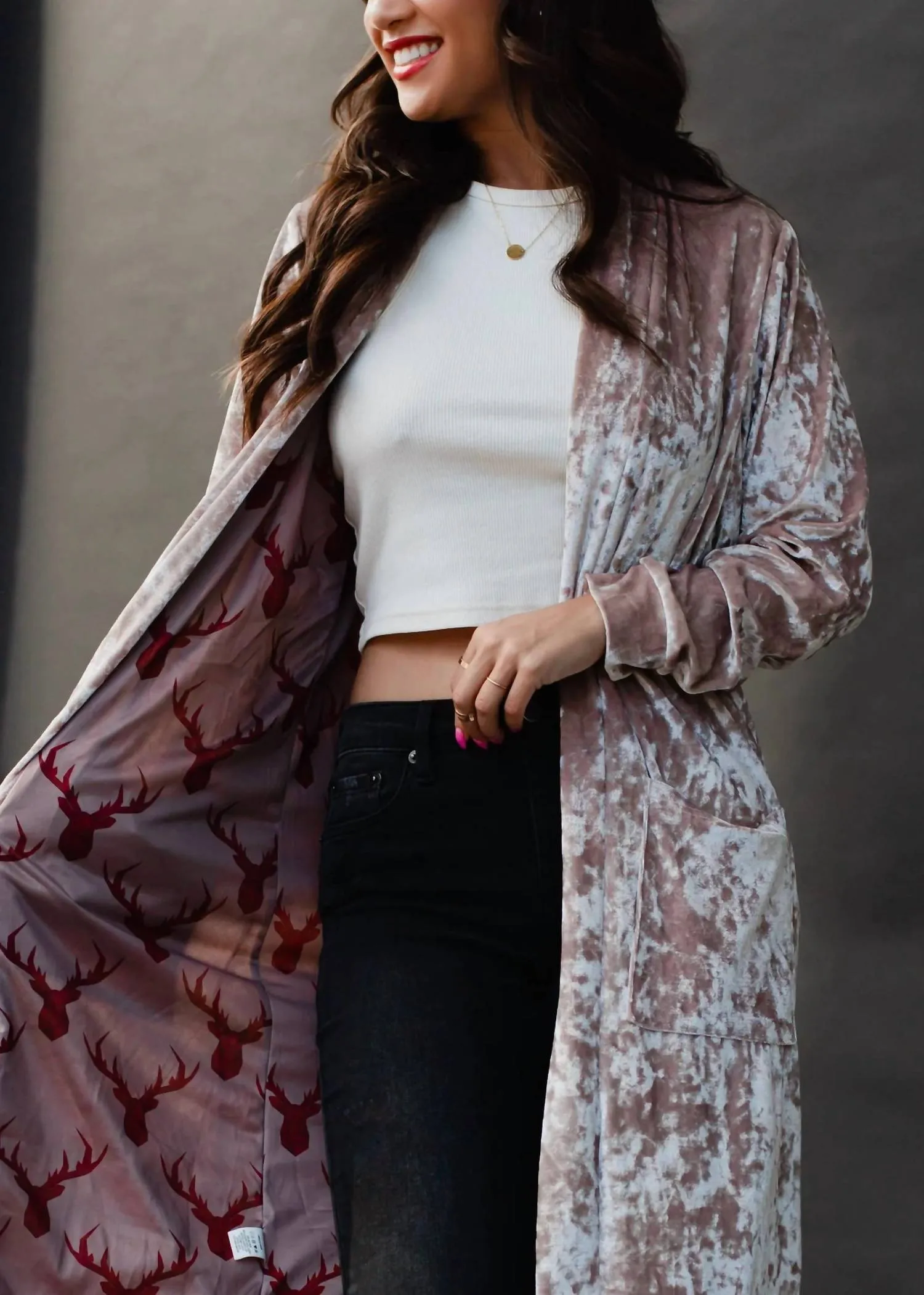 Velvet Duster In Light Pink