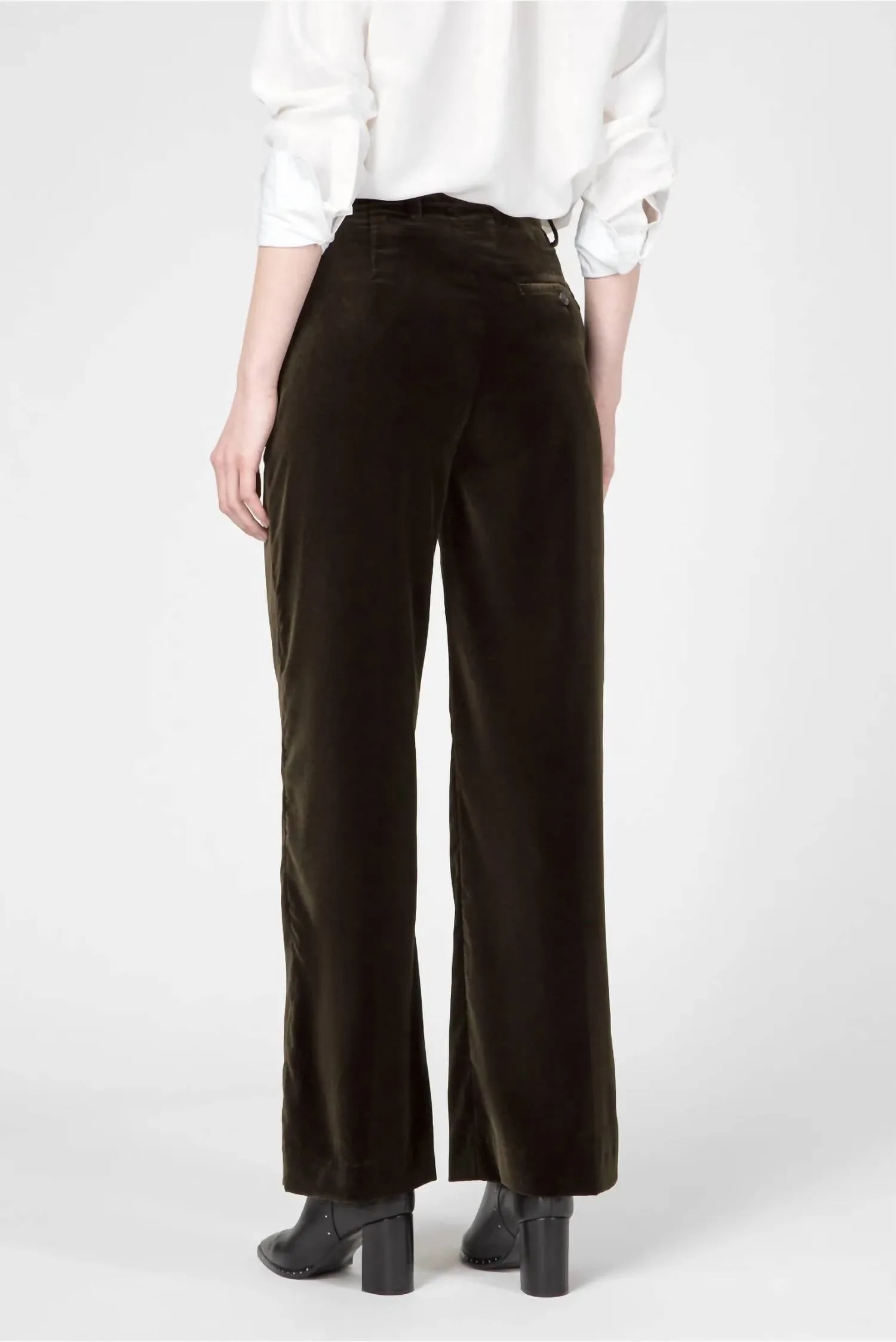 Velvet Trouser Pants In Dark Green