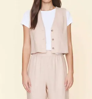 Vida Linen Vest In Sugarcane