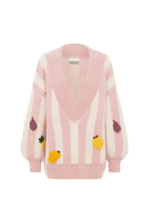 Villa Oversized Knit Jumper In Pink