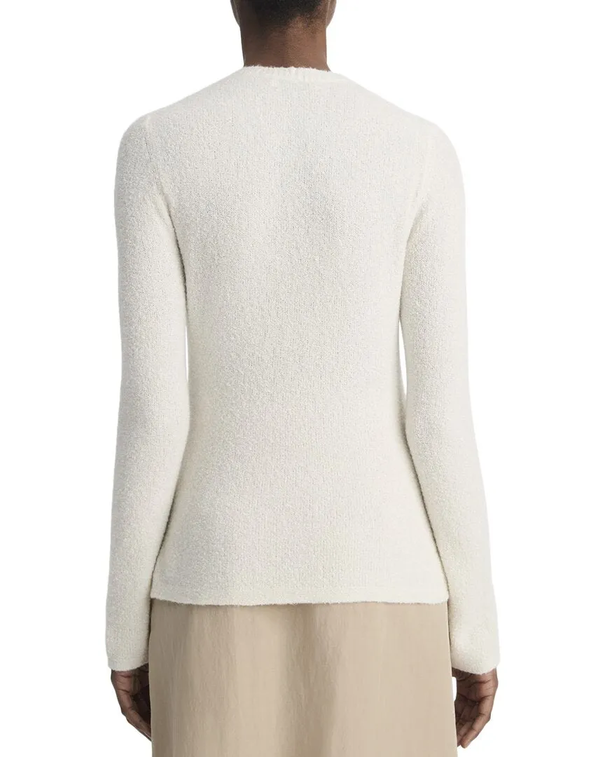 Vince Soft Boucle Crew Silk & Cashmere-Blend Top