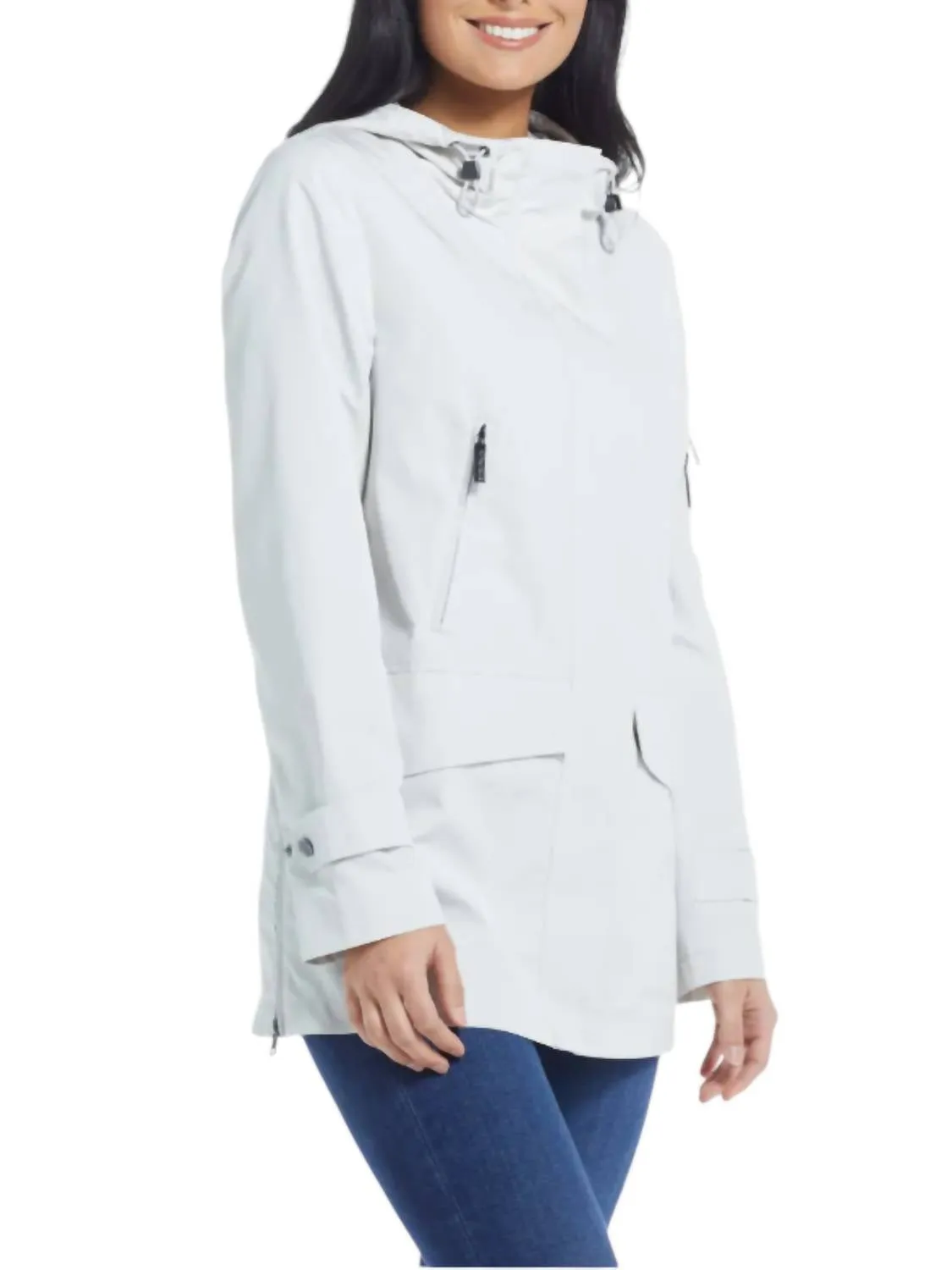 Water Repellent Hooded Parka Jacket In Stone
