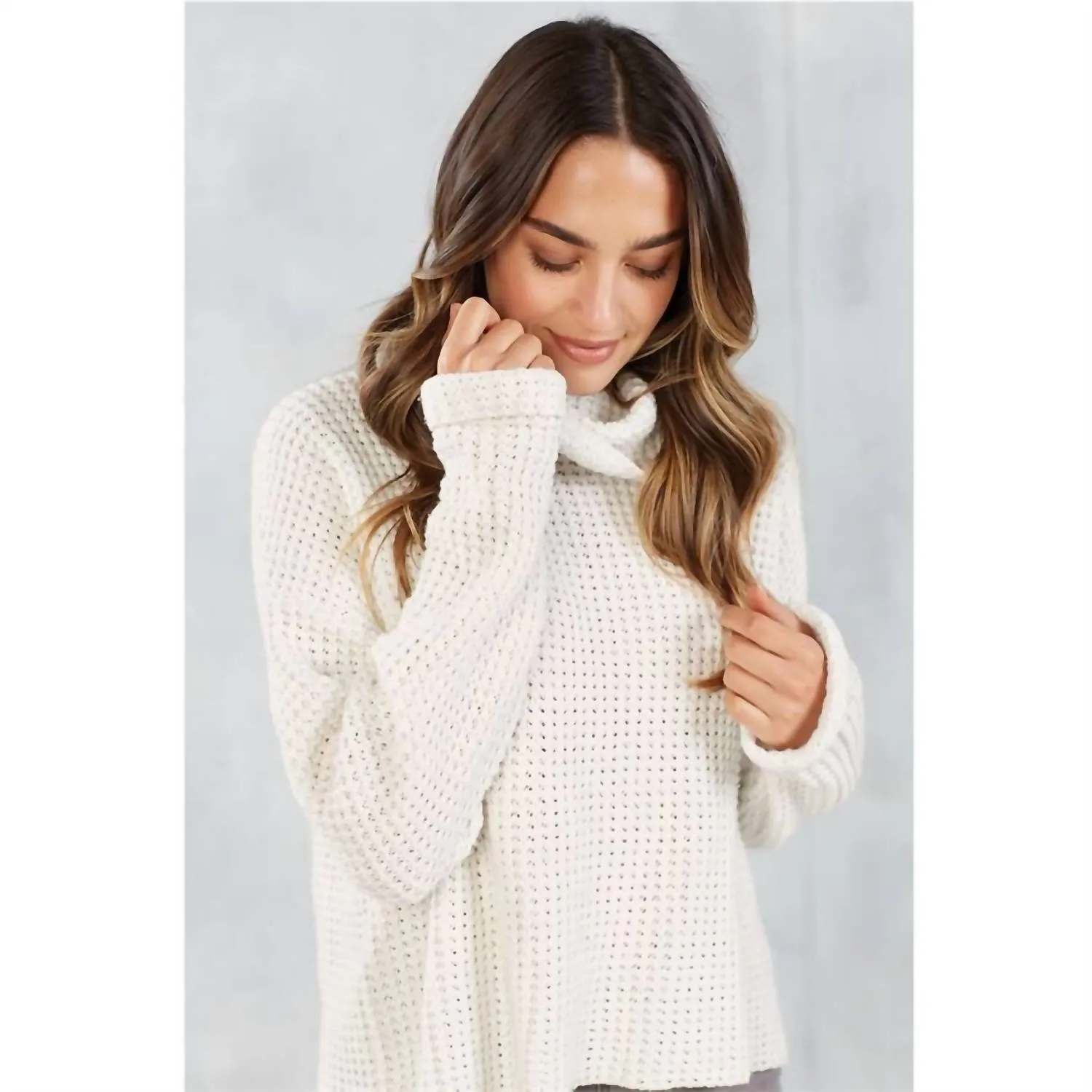 Wendy Waffle Knit Sweater In Cream