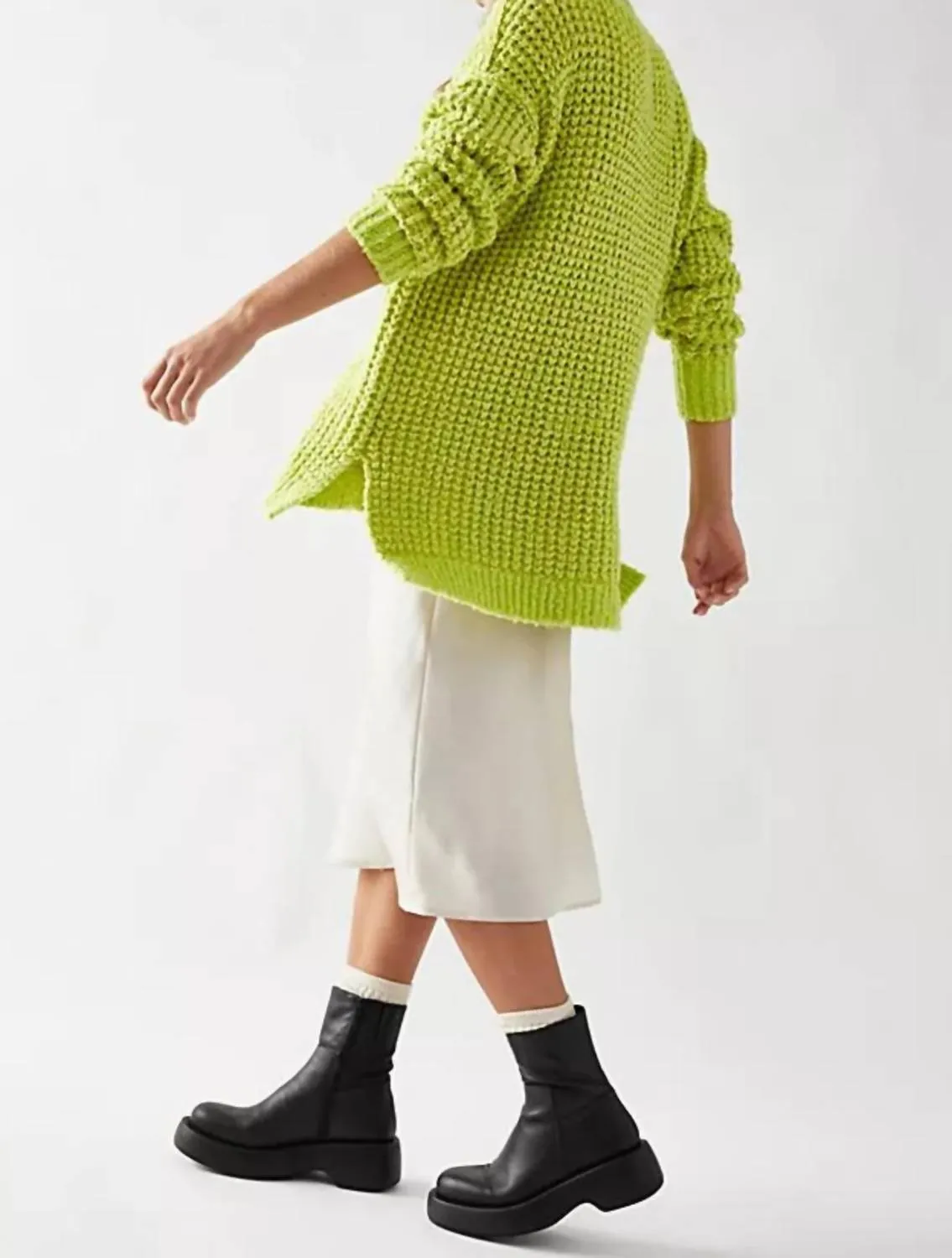 Whistle Thermal Henley Top In Acid Lime
