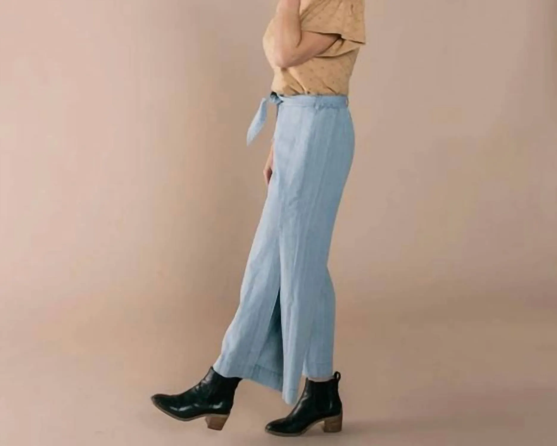 Wide Leg Pant In Dusty Blue