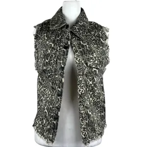 Women's Animal Print Distressed Vest In Tan/black