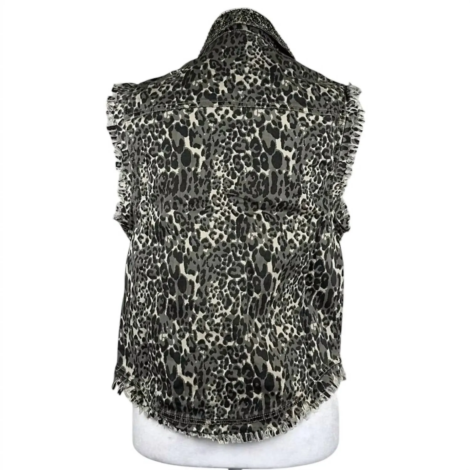 Women's Animal Print Distressed Vest In Tan/black