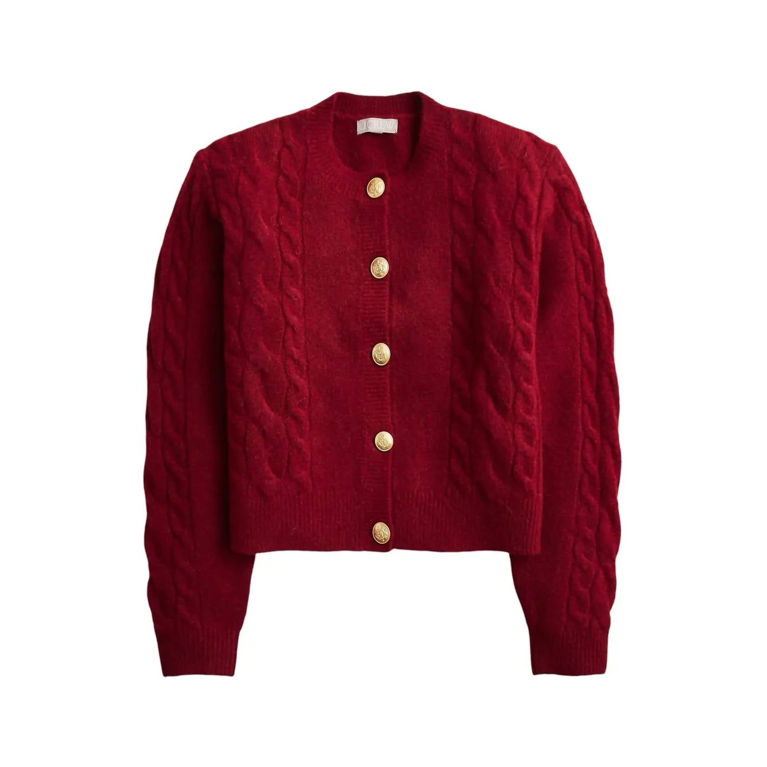Women's Cable-Knit Cardigan Sweater In Vivid Burgundy