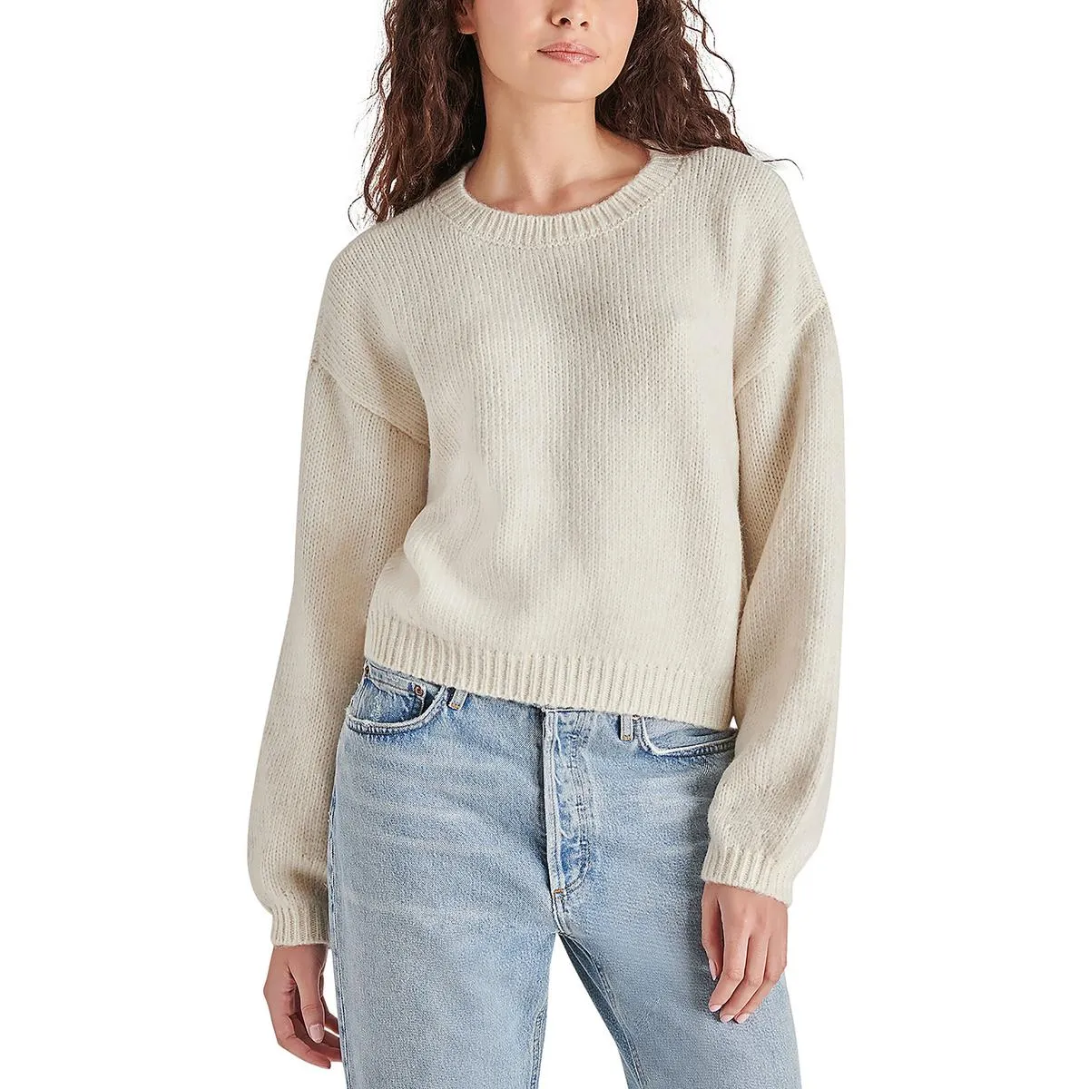 Womens Cable Knit Casual Crewneck Sweater