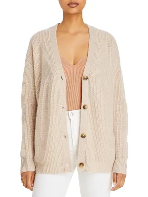Womens Cashmere Ribbed Cardigan Sweater
