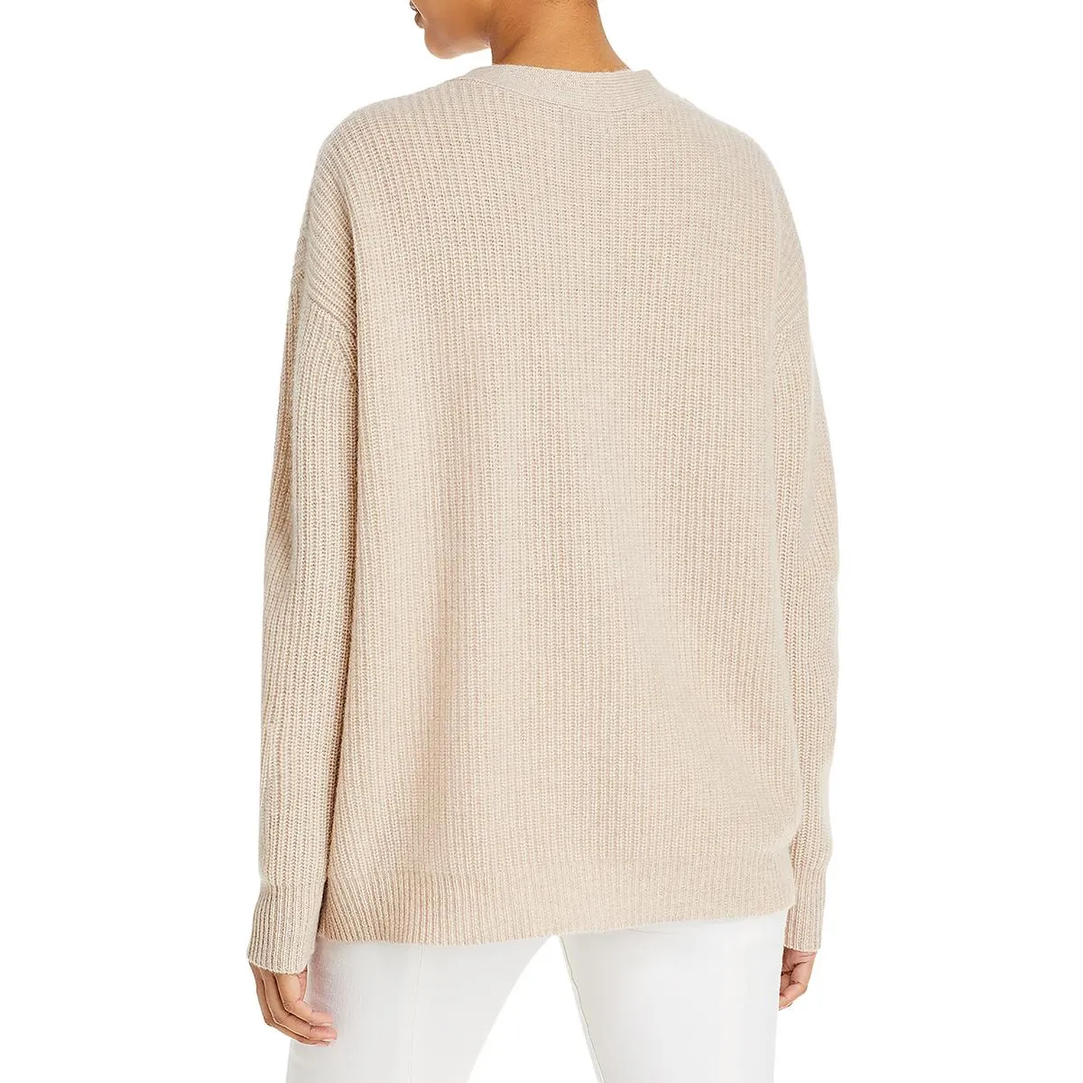 Womens Cashmere Ribbed Cardigan Sweater