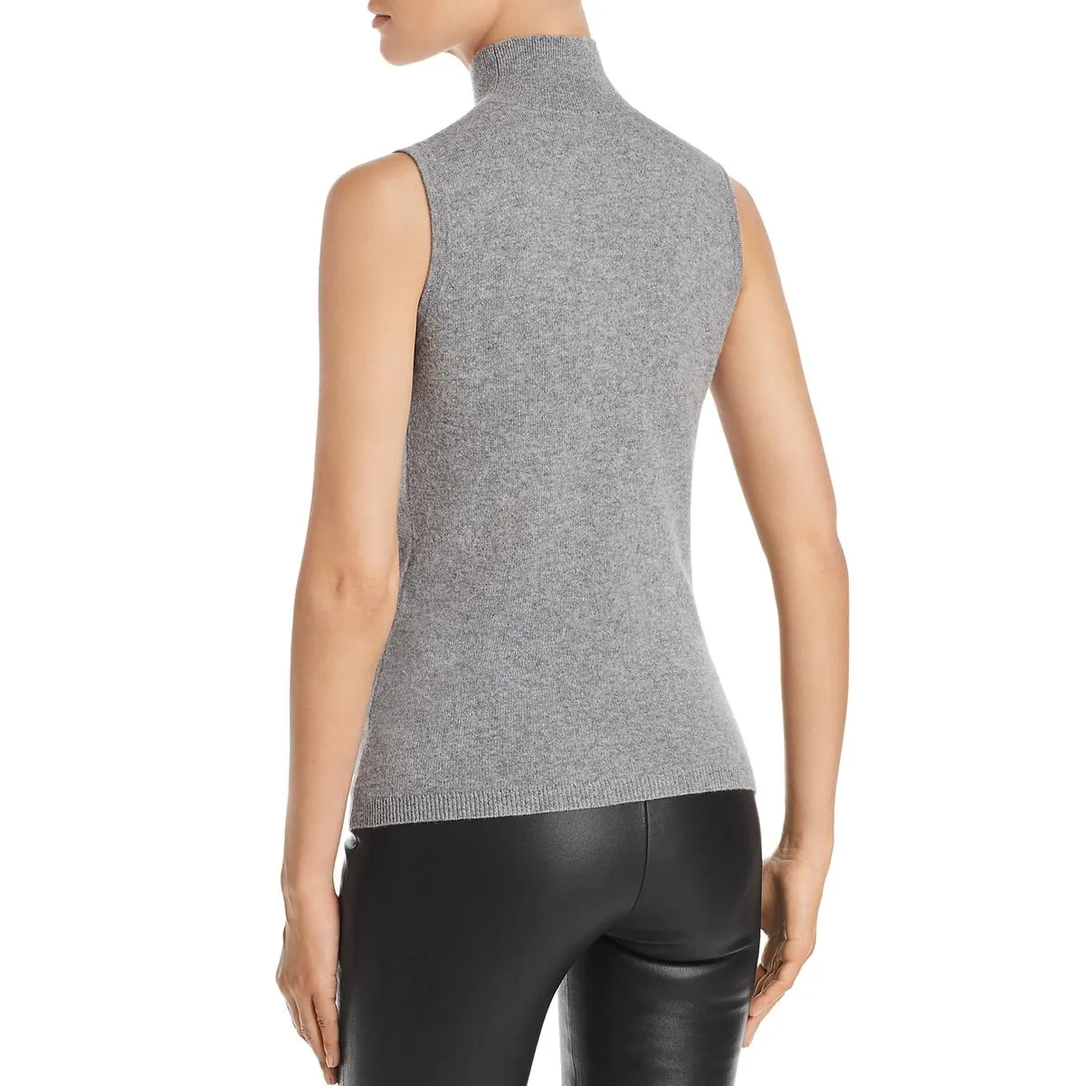 Womens Cashmere Ribbed Trim Tank Top Sweater