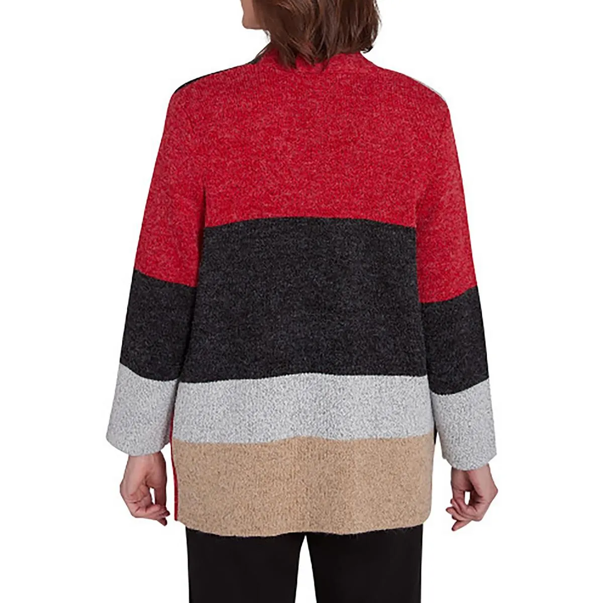 Womens Colorblock Knit Cardigan Sweater
