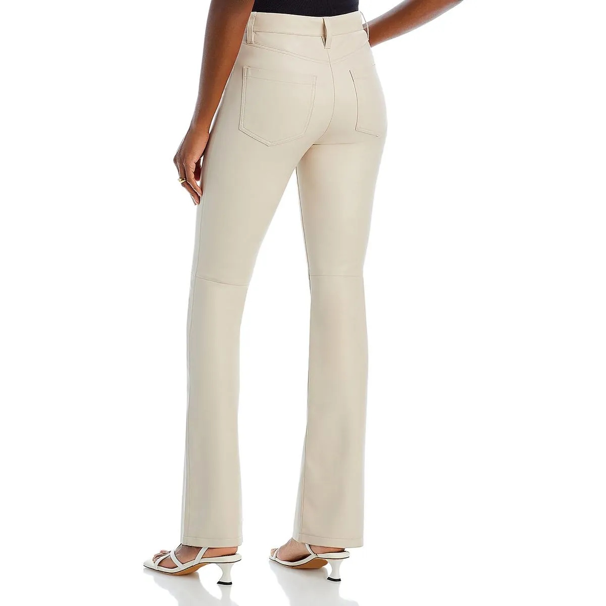 Womens Faux Leather Casual Ankle Pants