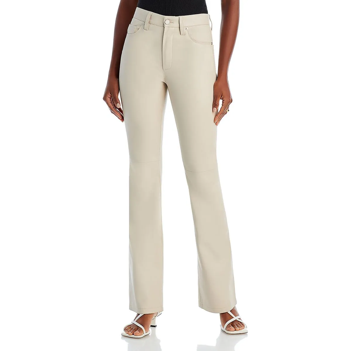 Womens Faux Leather Casual Ankle Pants