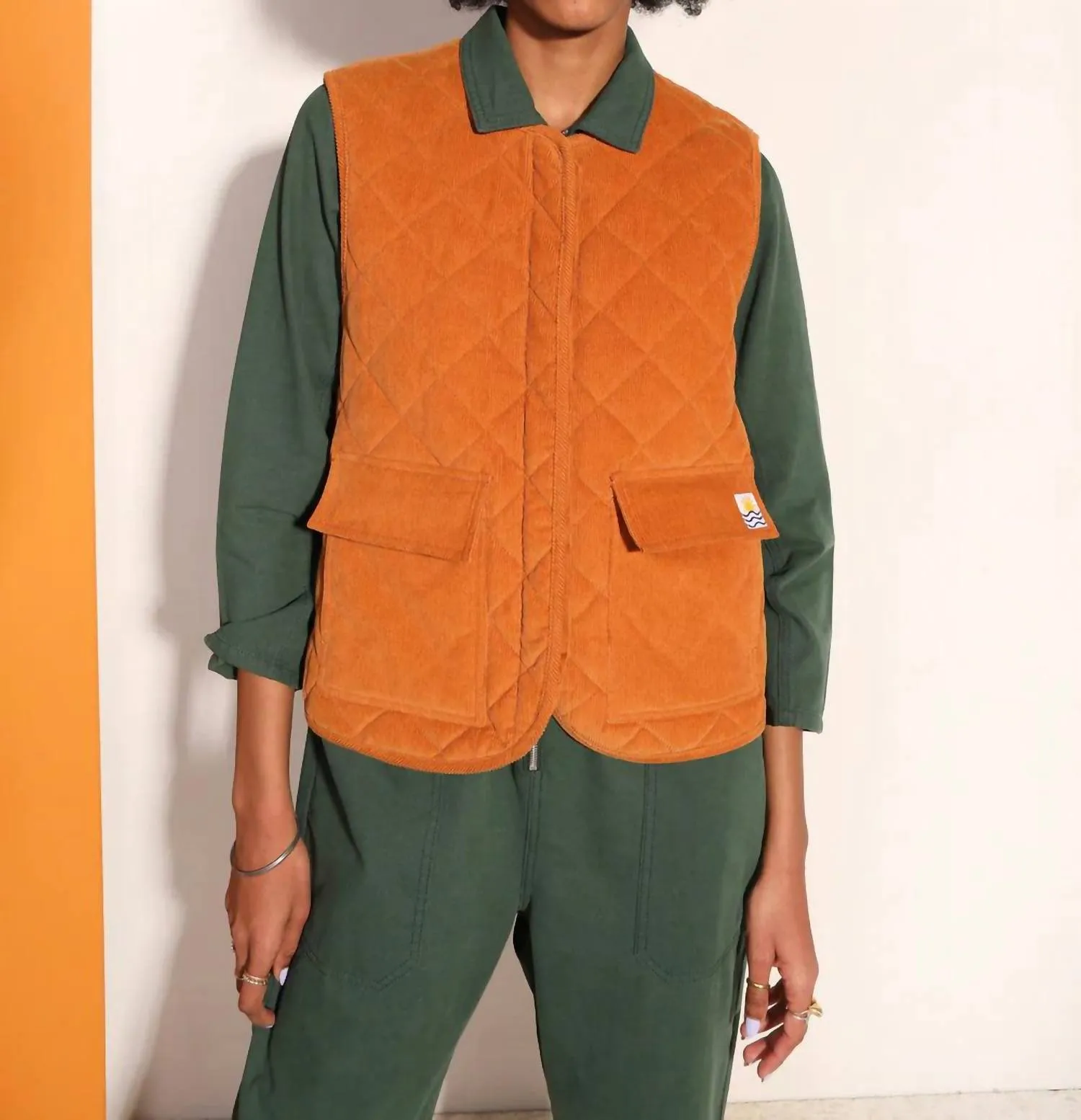 Women's Flint Waistcoat Vest In Ochre
