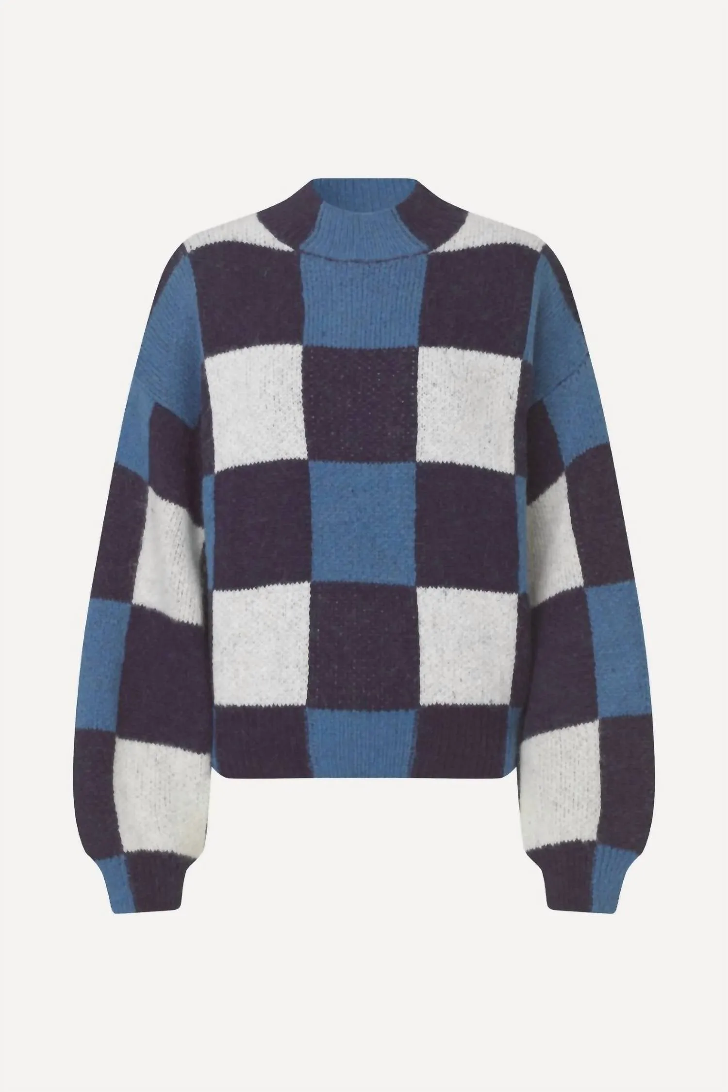 Women's Gingham Check Sweater In Blue