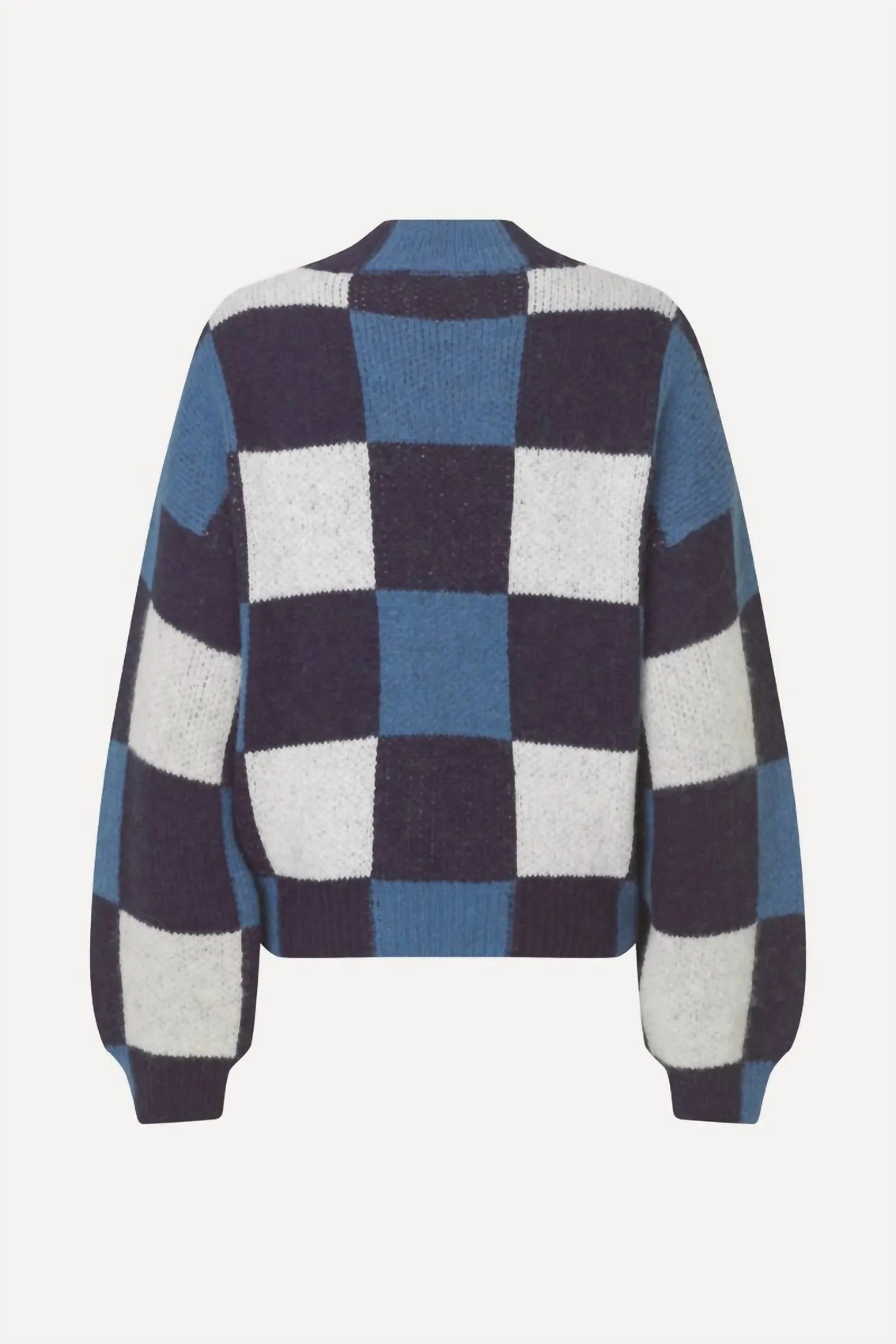 Women's Gingham Check Sweater In Blue