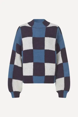 Women's Gingham Check Sweater In Blue