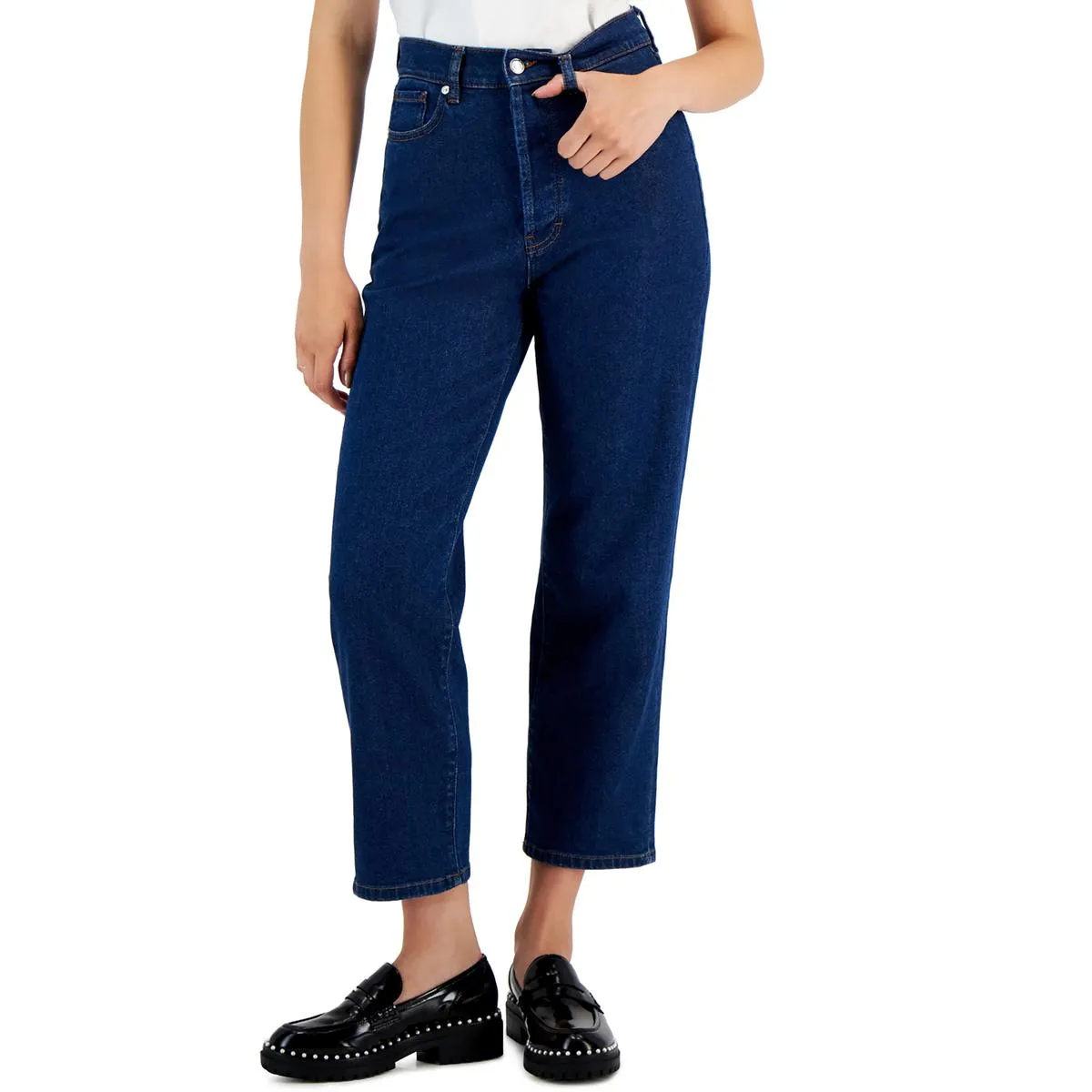 Womens High Rise Cropped Ankle Jeans