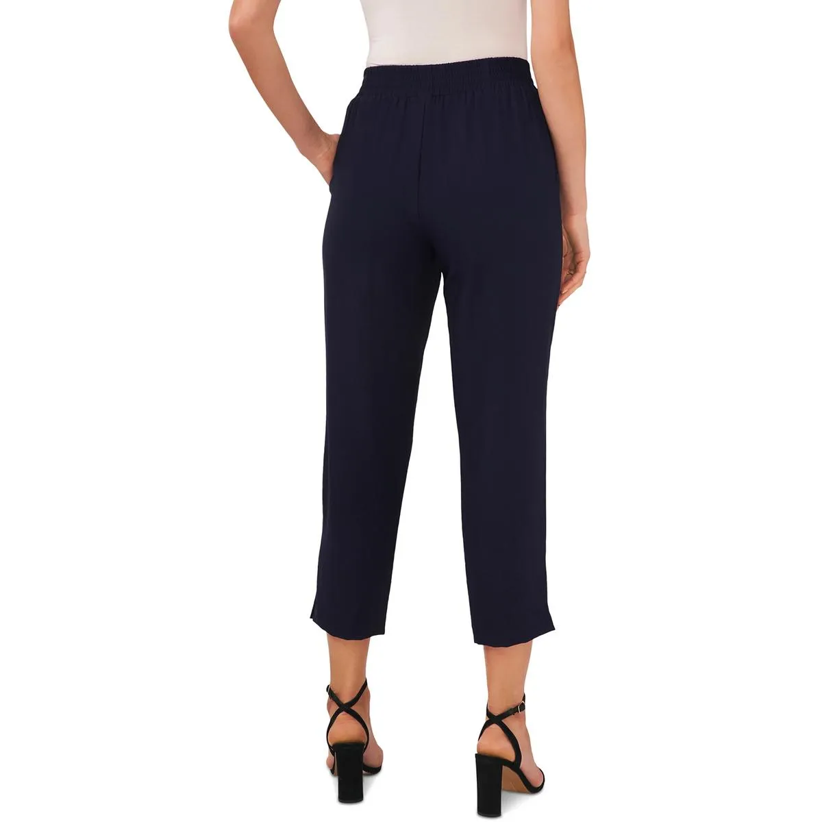 Womens High Rise Cropped Straight Leg Pants