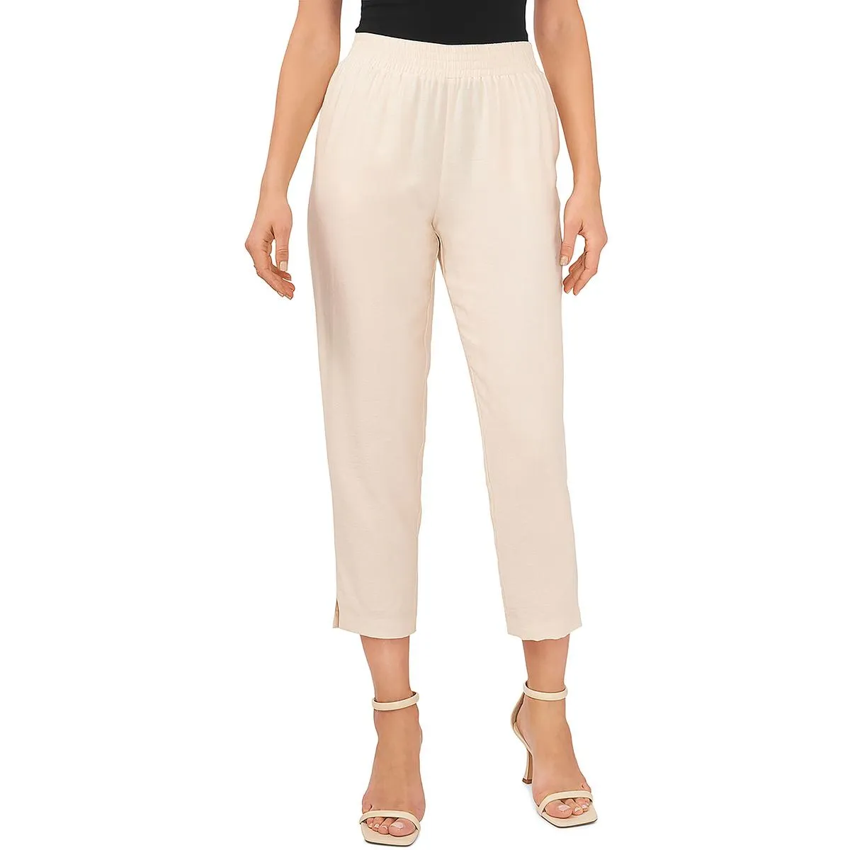 Womens High Rise Cropped Straight Leg Pants