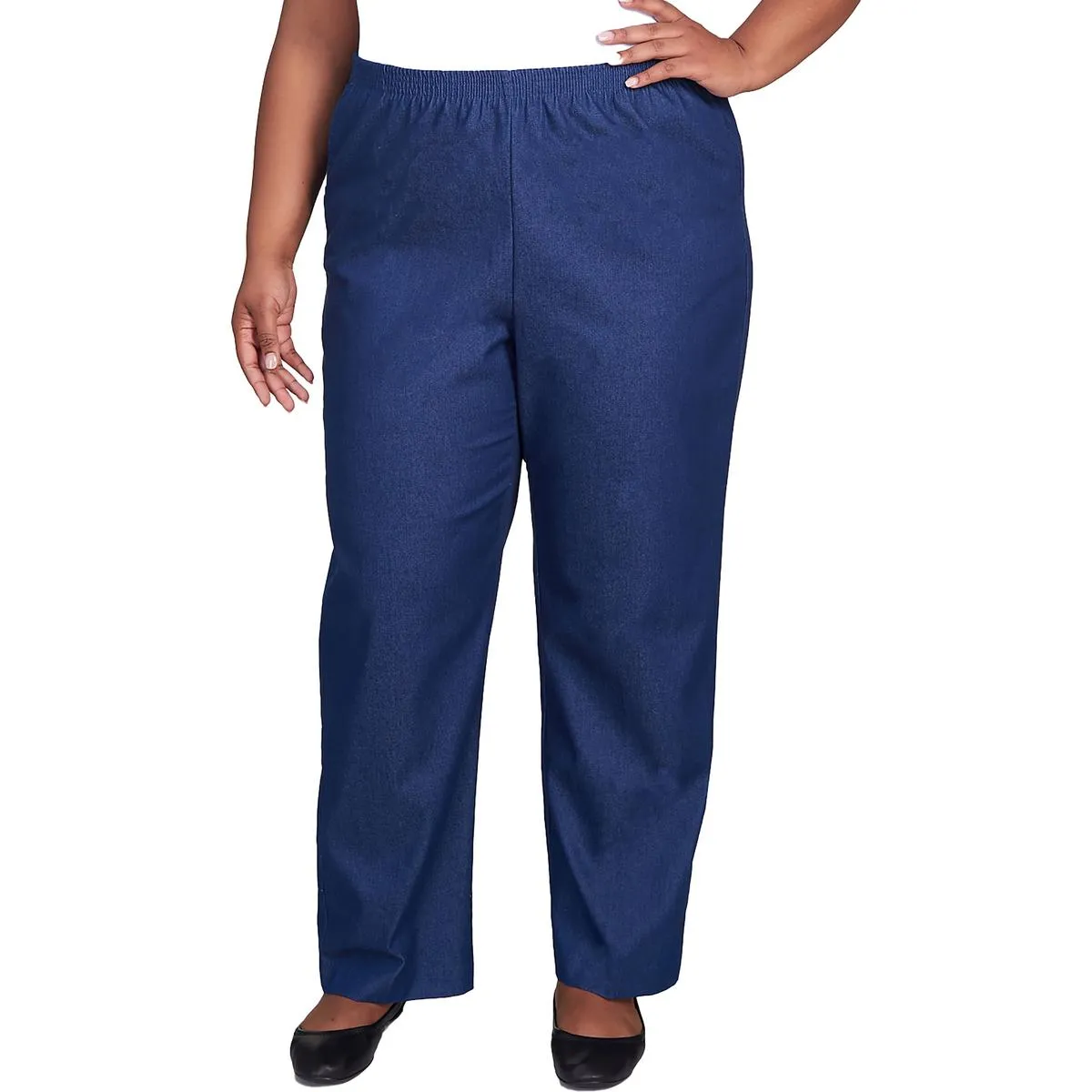 Womens High Rise Dark Wash Straight Leg Pants