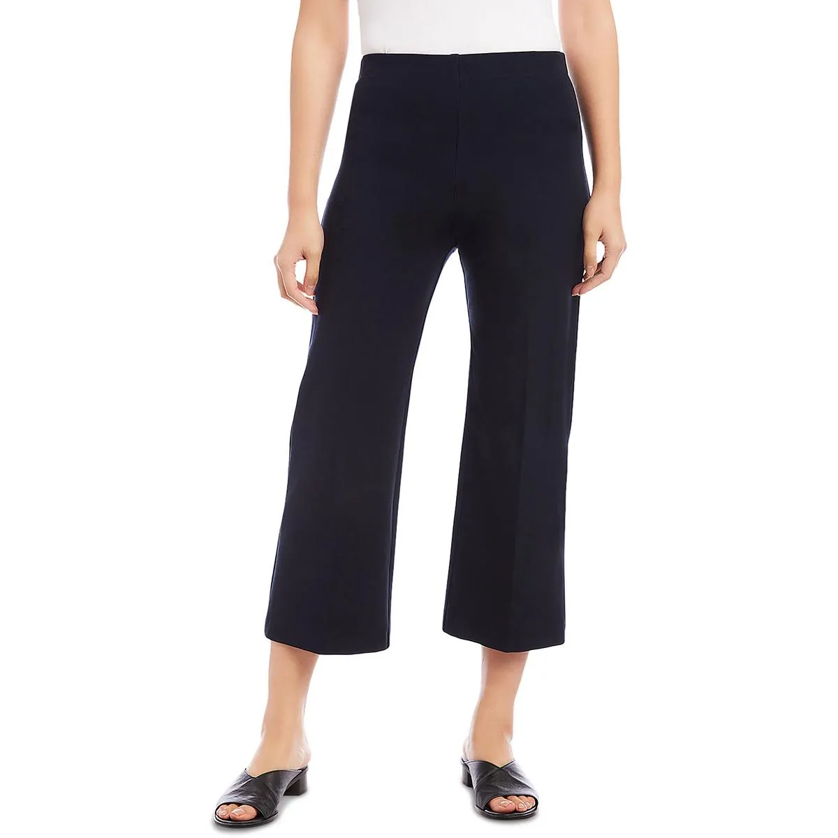 Womens High Rise Wide Leg Cropped Pants