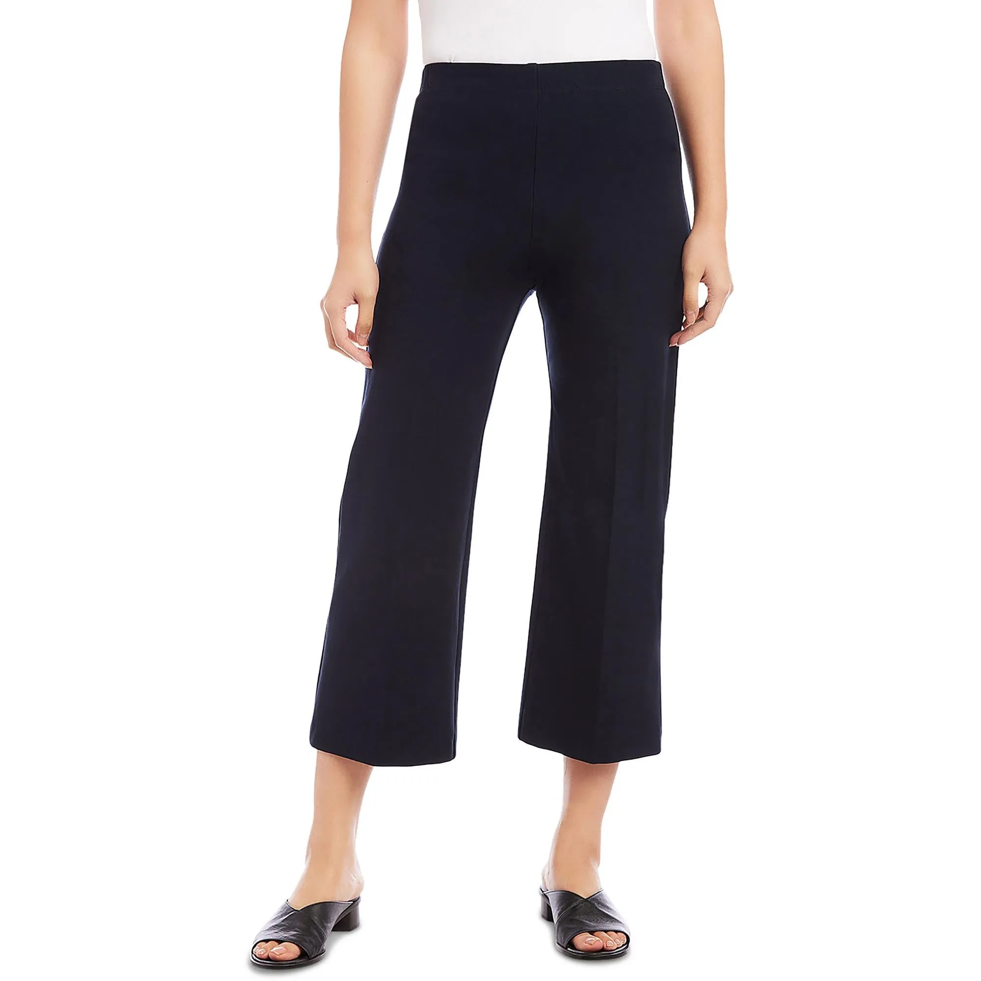 Womens High Rise Wide Leg Cropped Pants