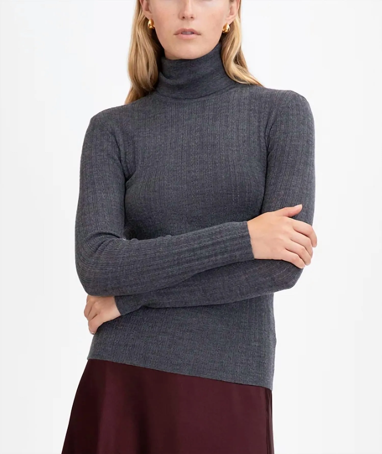 Women's Kayden Knit Top In Dark Heather Gray