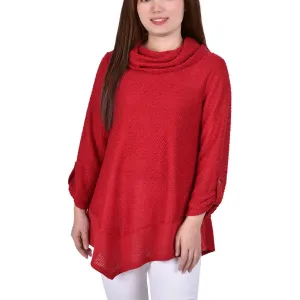 Womens Knit Asymmetric Turtleneck Sweater