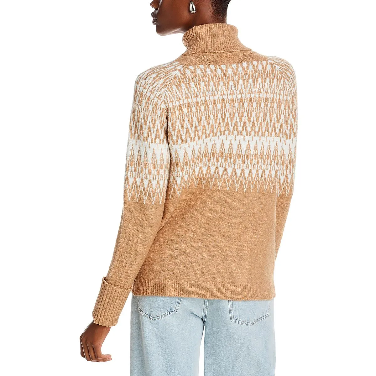 Womens Knit Printed Turtleneck Sweater