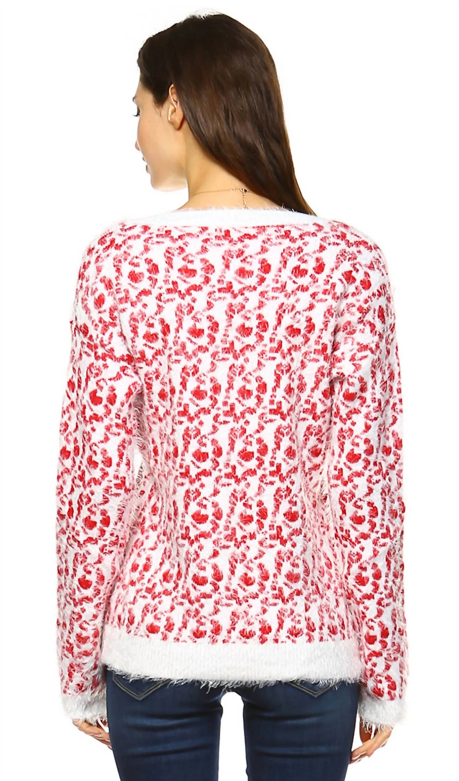 Women's Leopard Sweater In Red