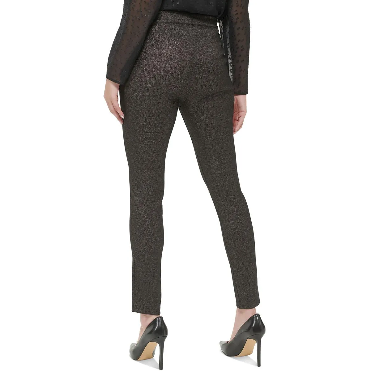 Womens Mid Rise Tapered Leg Straight Leg Pants